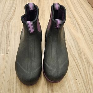 Womens Black and Pink Ankle Boots